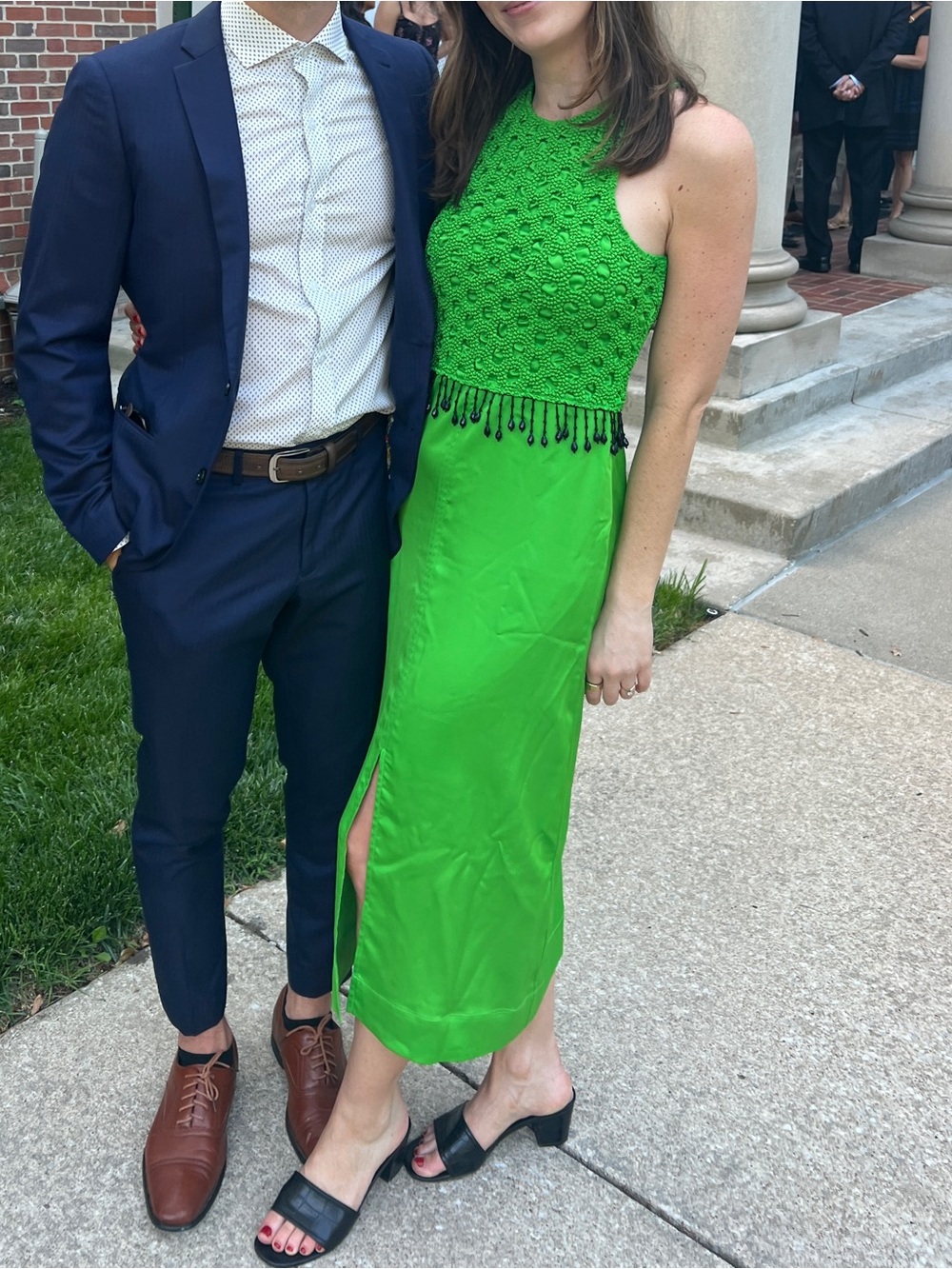 Gianni Green Crochet Midi Dress